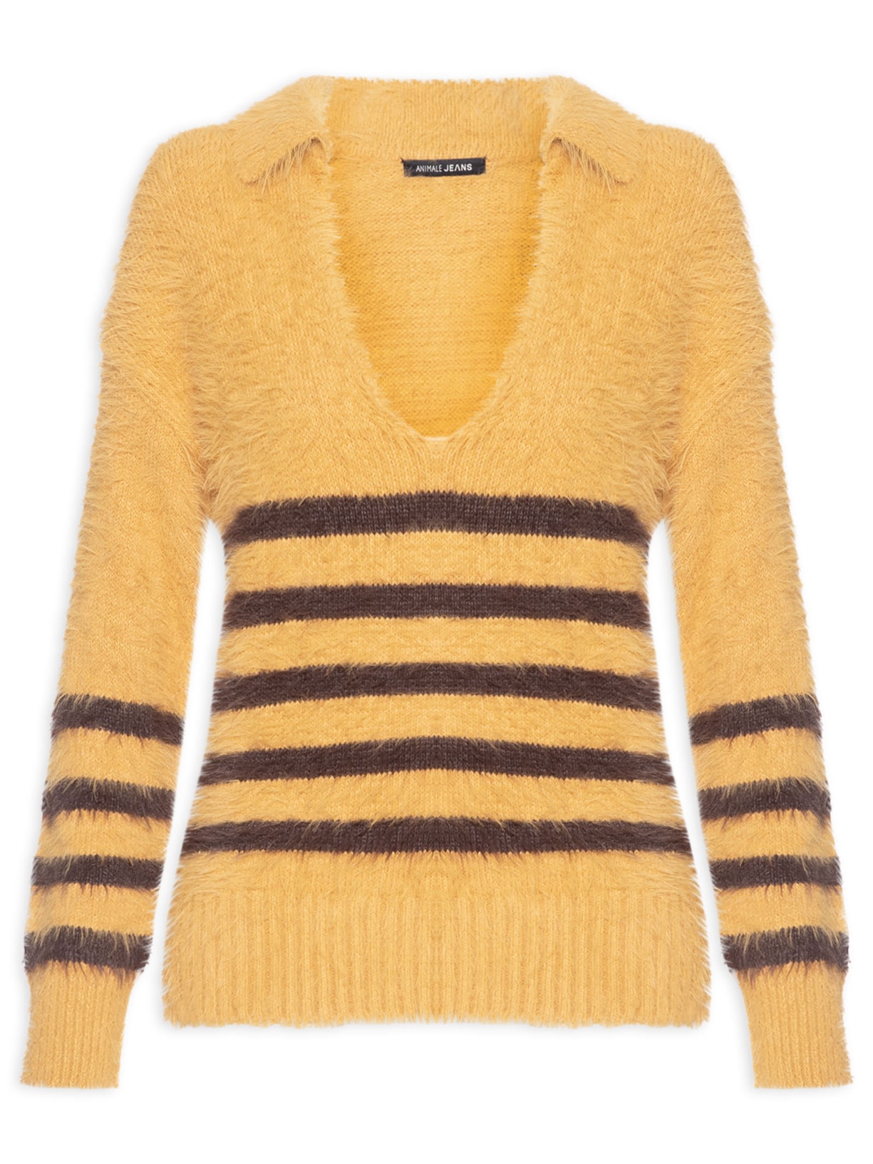 Blusa Feminina De Tricot Listrada - Amarelo