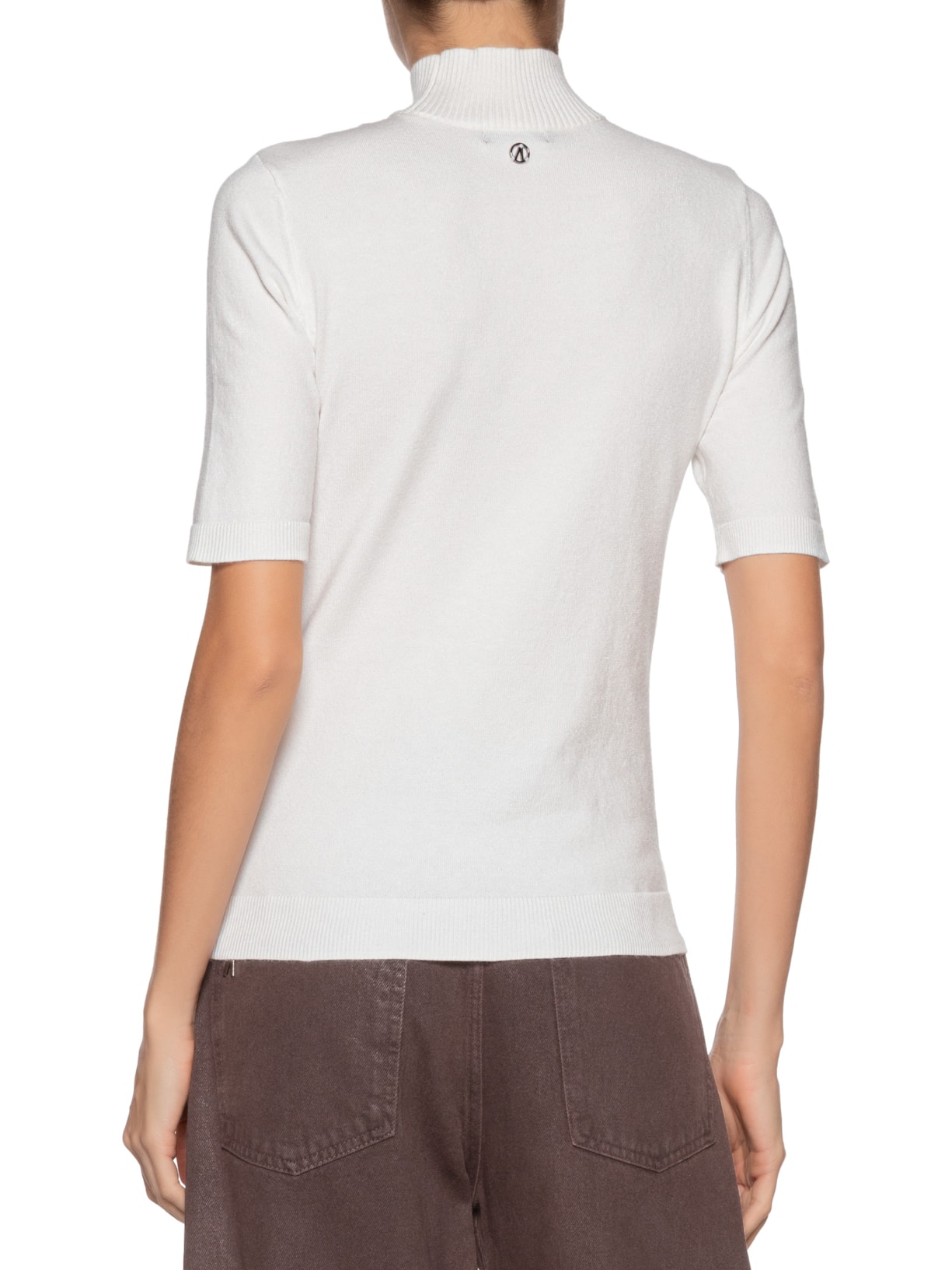 Blusa Feminina De Tricot Manga Curta Branco Animale Jeans