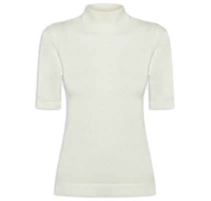 Blusa Feminina De Tricot Manga Curta - Branco