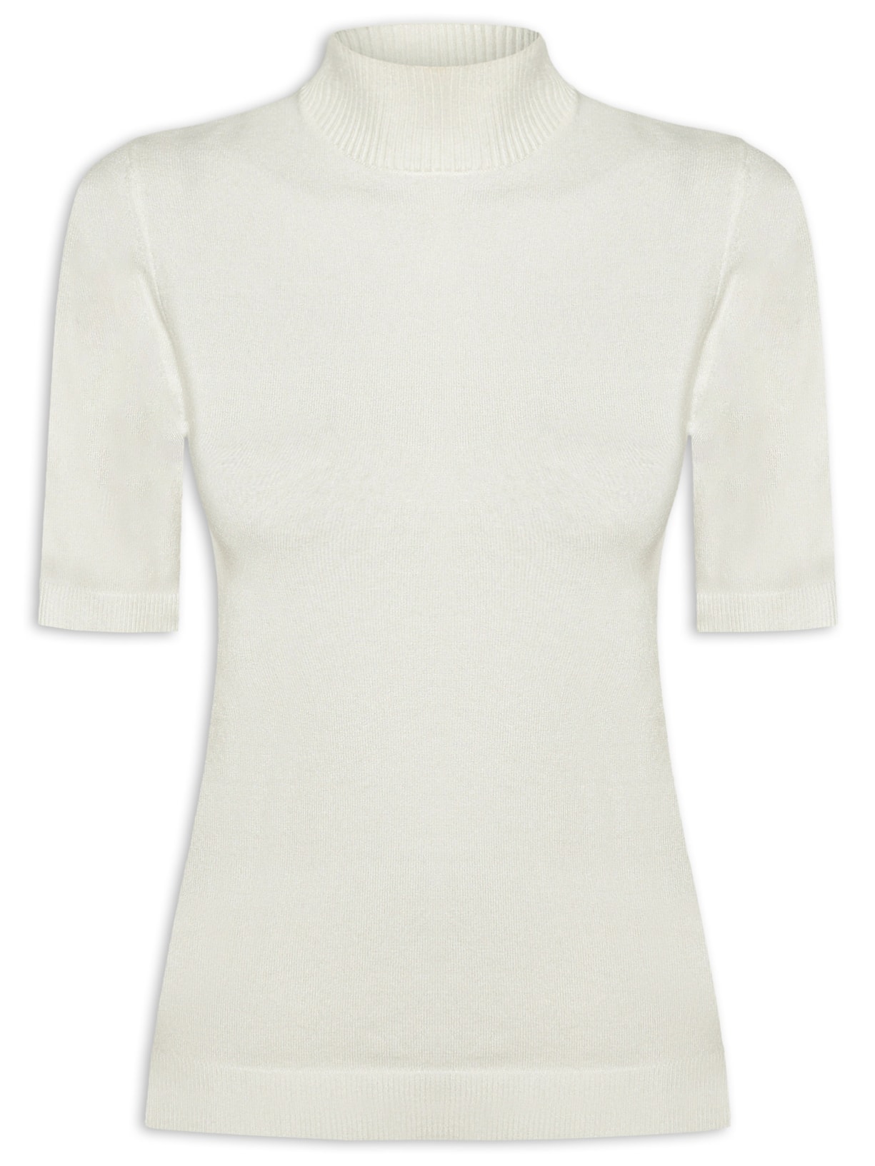Blusa Feminina De Tricot Manga Curta - Branco