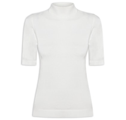 Blusa Feminina De Tricot Manga Curta - Branco