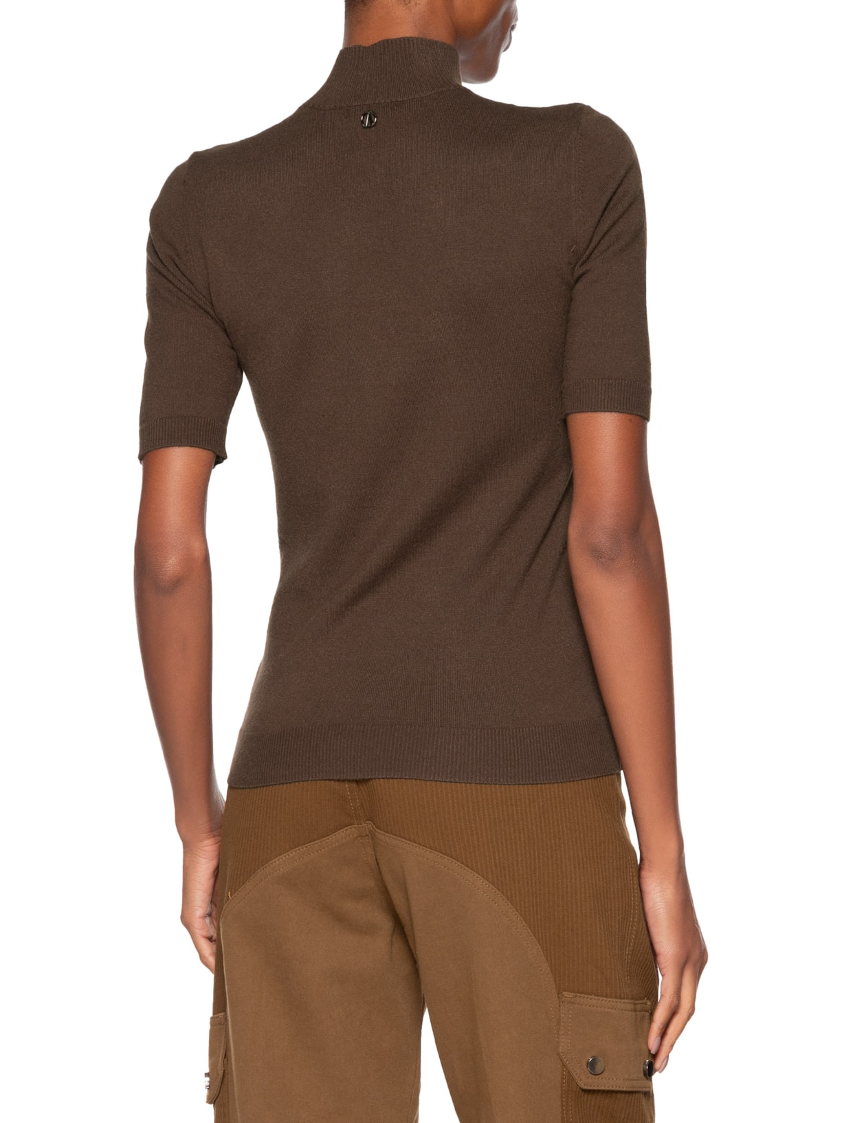 Blusa Feminina De Tricot Manga Curta Marrom Animale Jeans