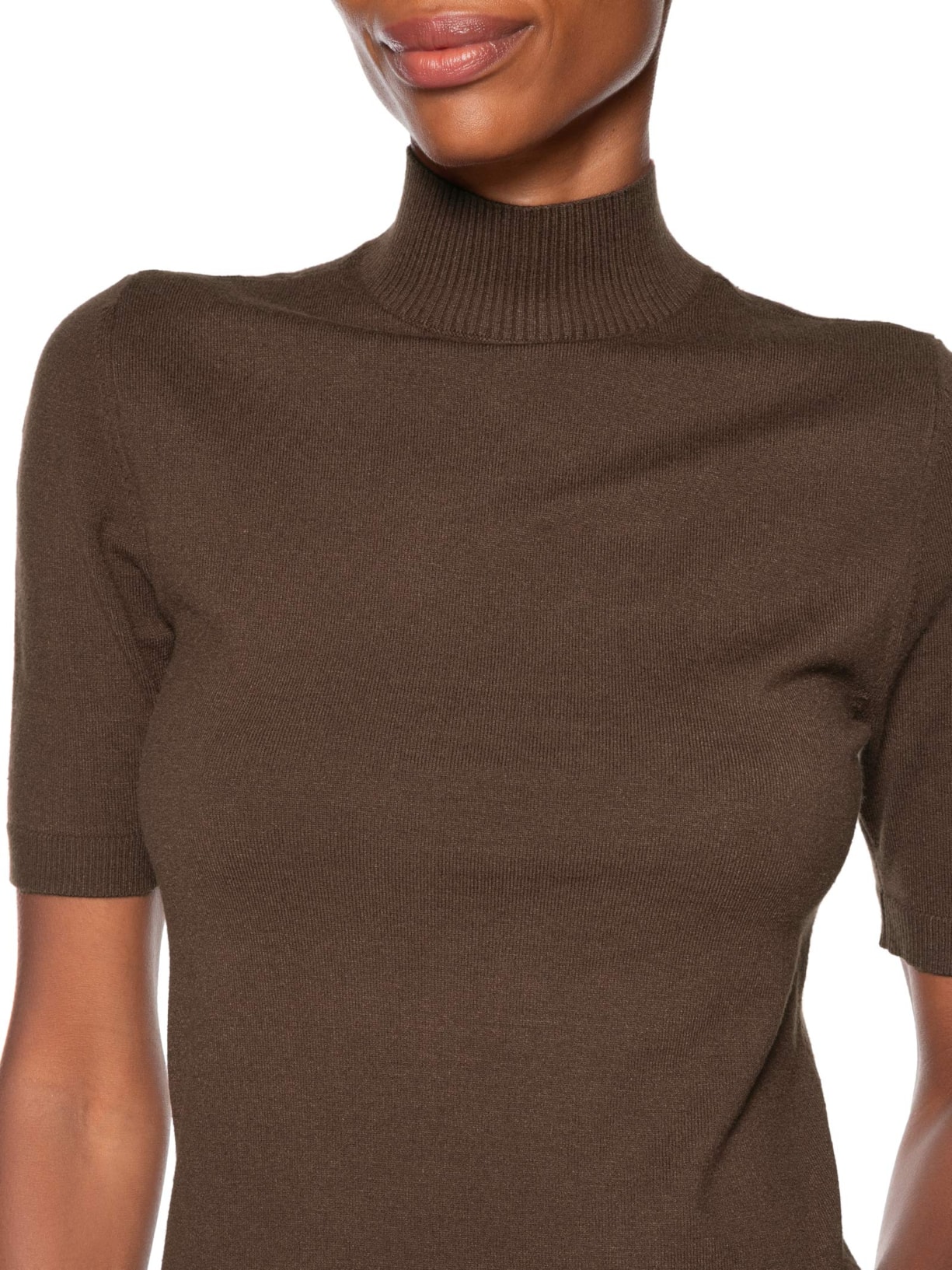 Blusa Feminina De Tricot Manga Curta Marrom Animale Jeans