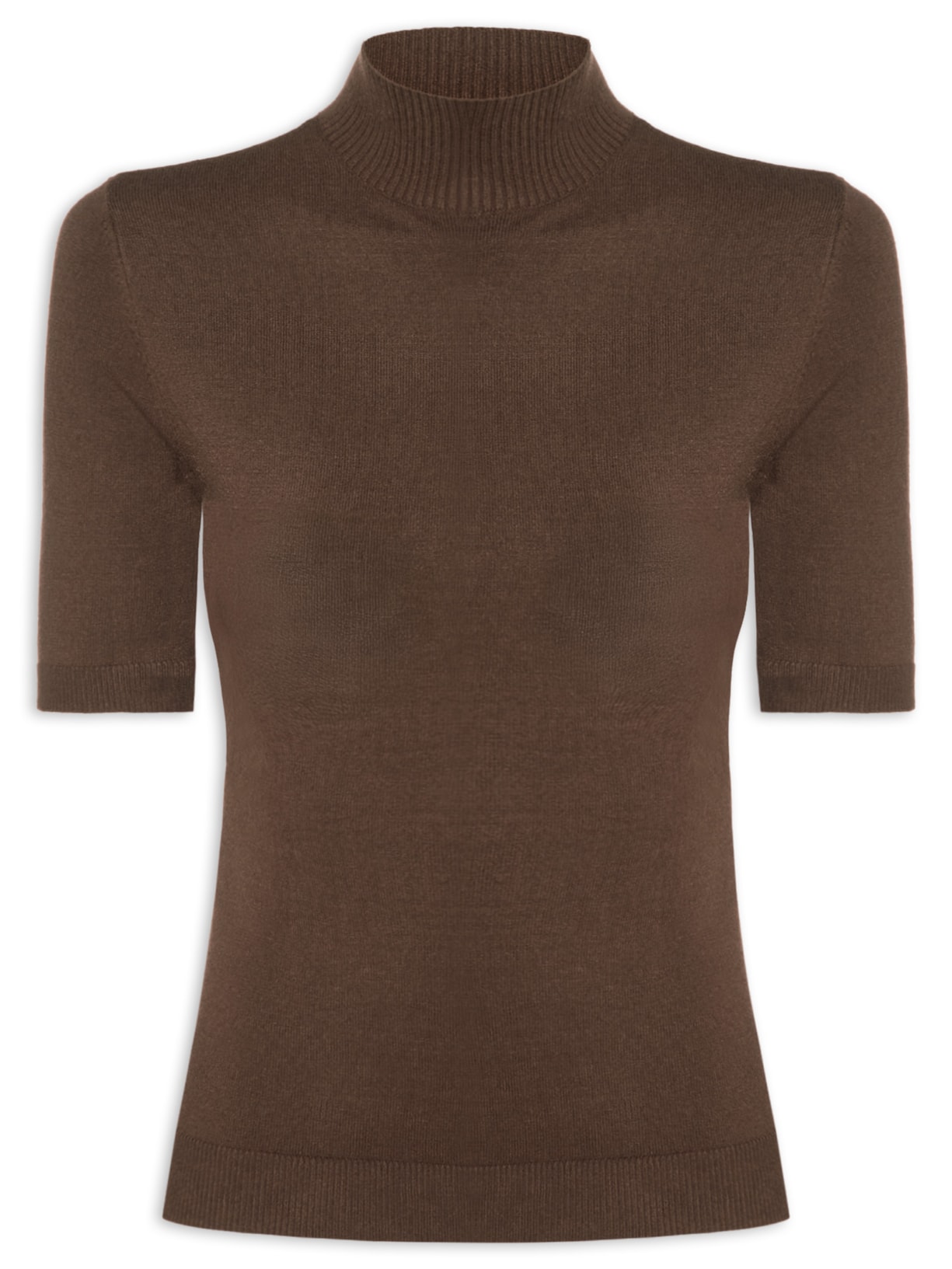 Blusa Feminina De Tricot Manga Curta Marrom Animale Jeans