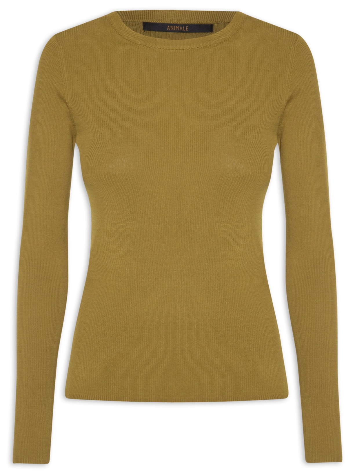 Blusa Feminina De Tricot Manga Longa Básica Verde Animale