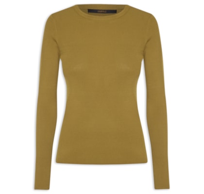 Blusa Feminina De Tricot Manga Longa Básica - Verde