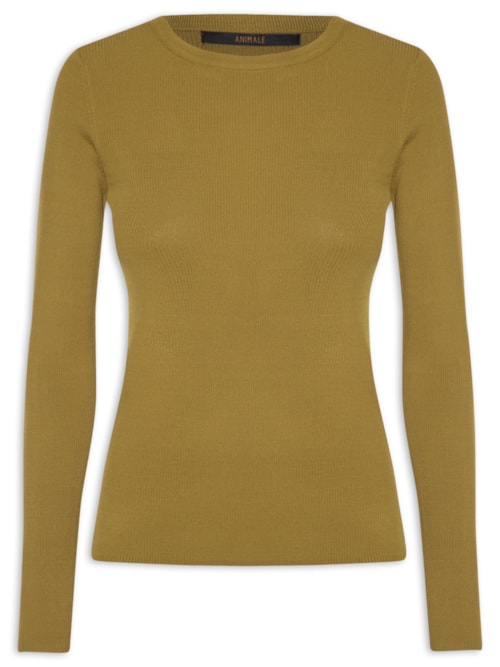 Blusa Feminina De Tricot Manga Longa Básica - Verde