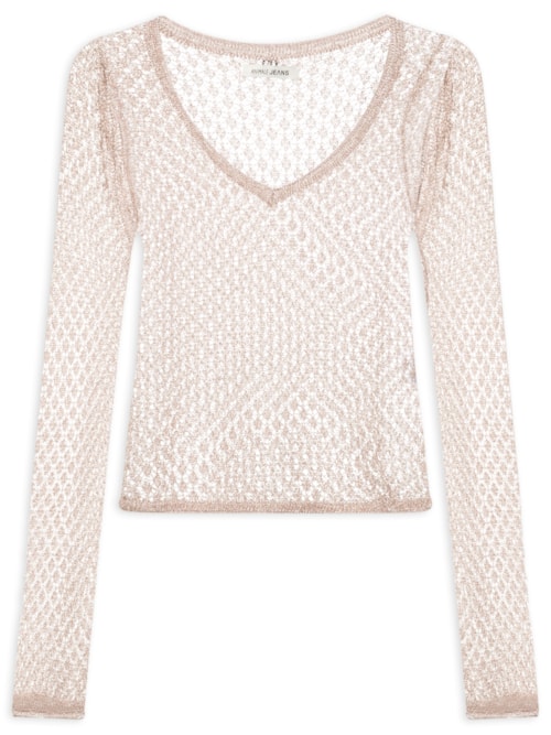 Blusa Feminina De Tricot Ponto Aberto - Rosa
