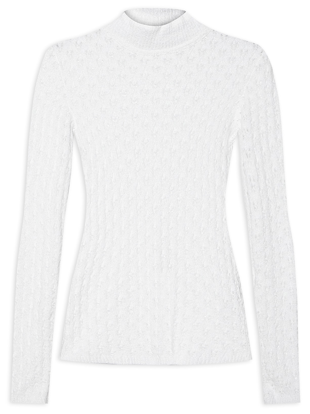 Blusa Feminina De Tricot Ponto Transparência - Branco