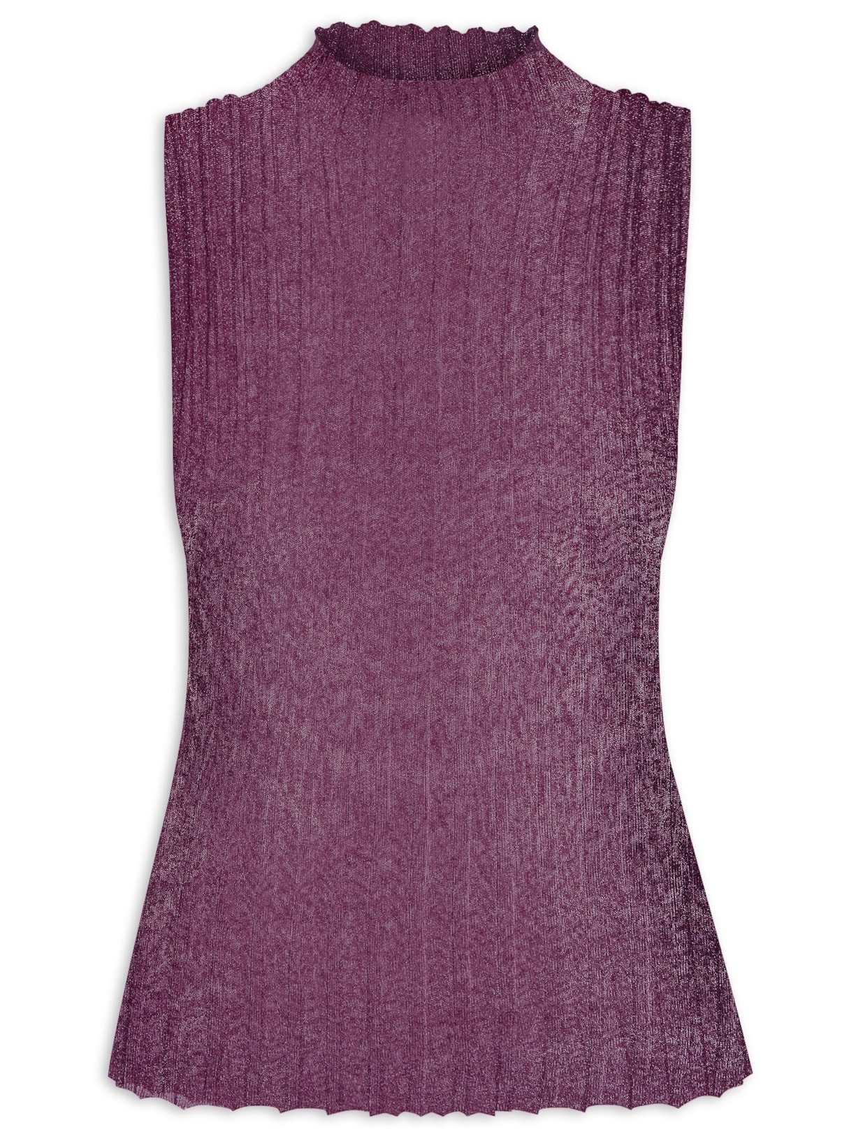 Blusa Feminina De Tricot Regata Com Transparência - Rosa