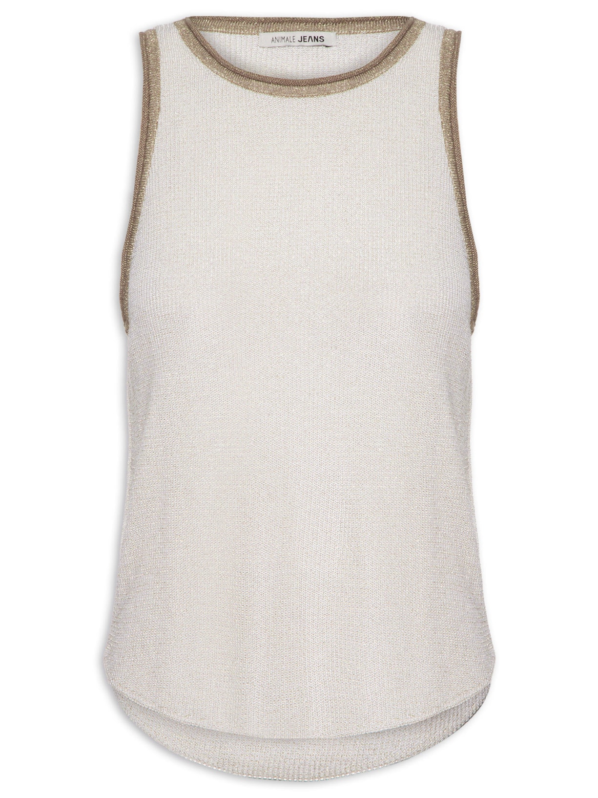 Blusa Feminina De Tricot Regata Lurex - Bege
