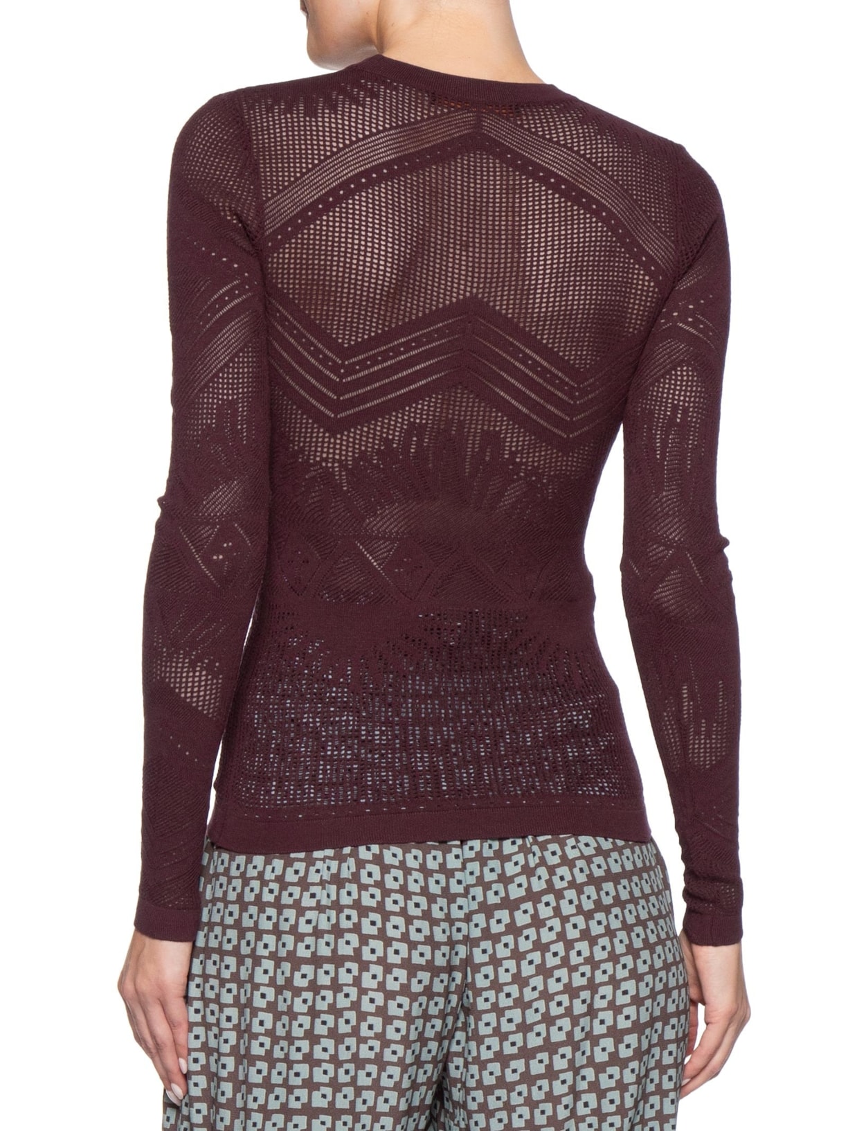 Blusa Feminina De Tricot Transparência Rendada Roxo Animale