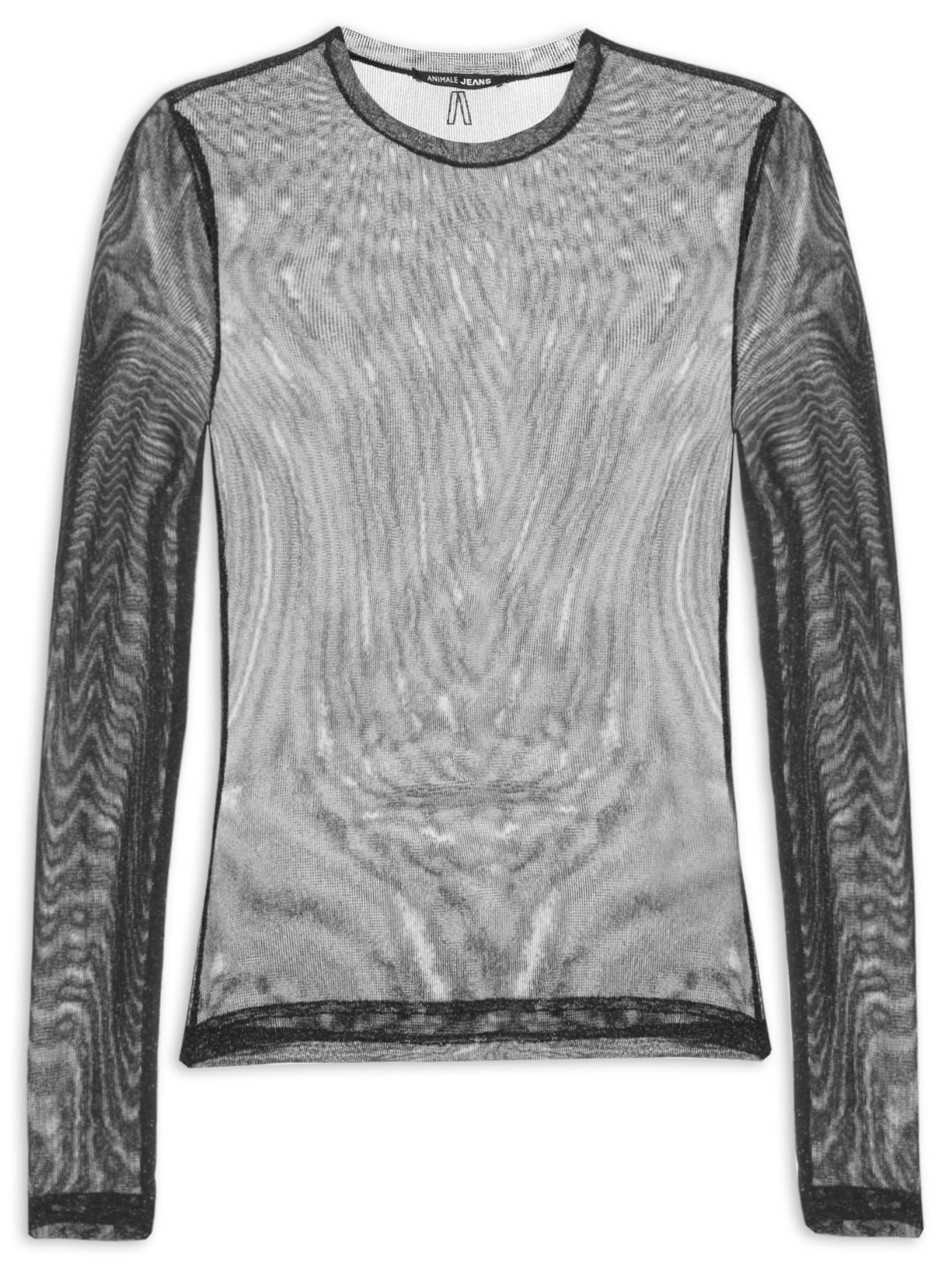 Blusa Feminina De Tule Com Brilho Decote Redondo - Preto