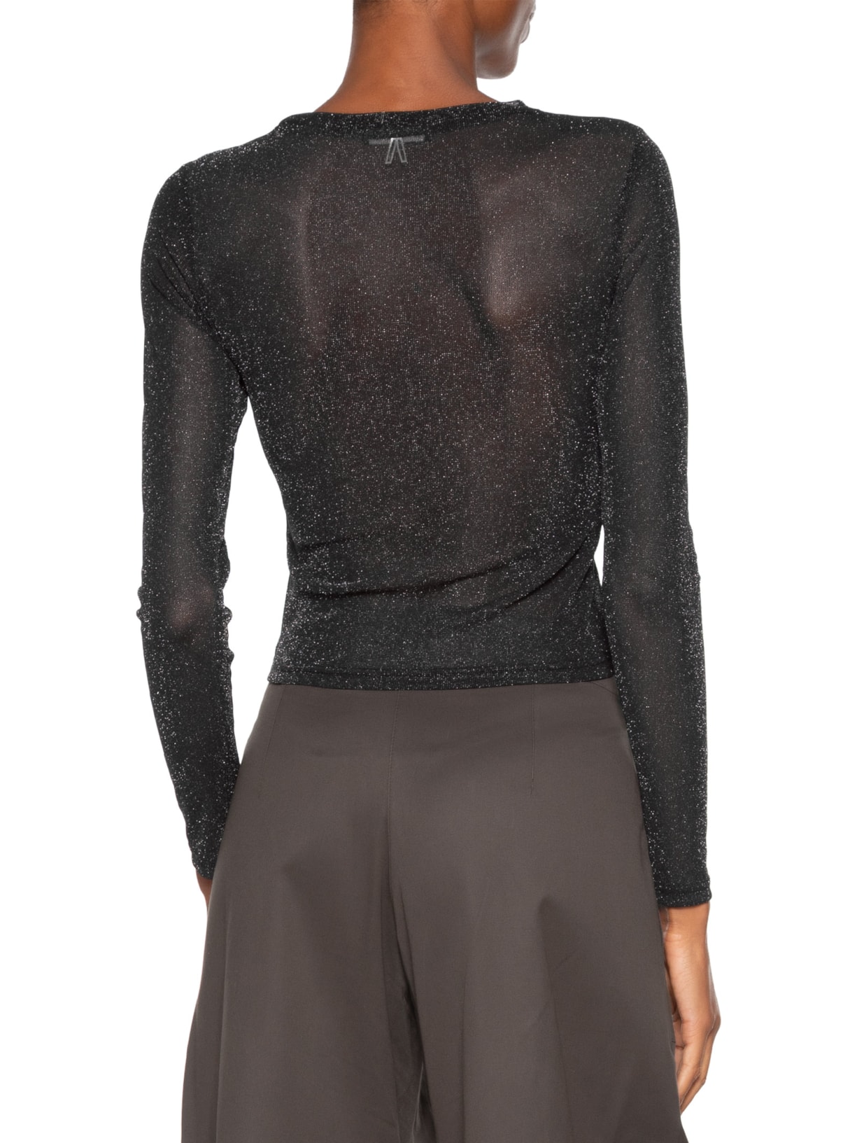 Blusa Feminina De Tule Com Glitter Decote Redondo Preto Animale Jeans