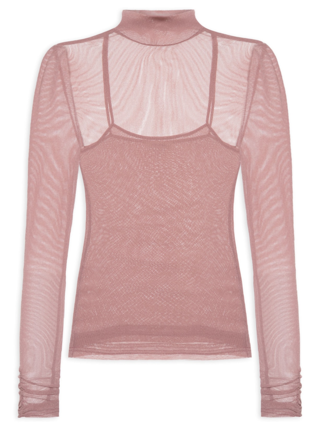 Blusa Feminina De Tule Com Glitter Gola Alta Rosa Animale Jeans