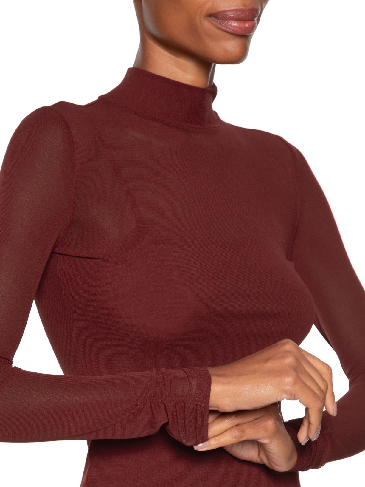 Blusa Feminina De Tule Com Gola Alta Marrom Animale Jeans