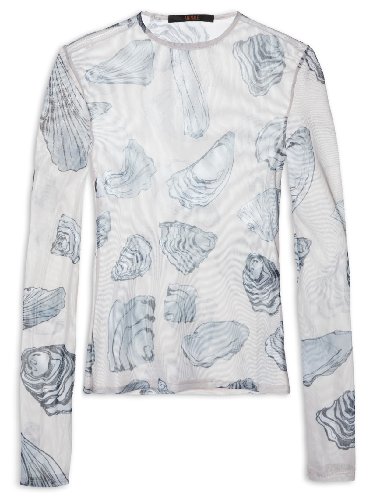 Blusa Feminina De Tule Estampado Manga Longa - Off White