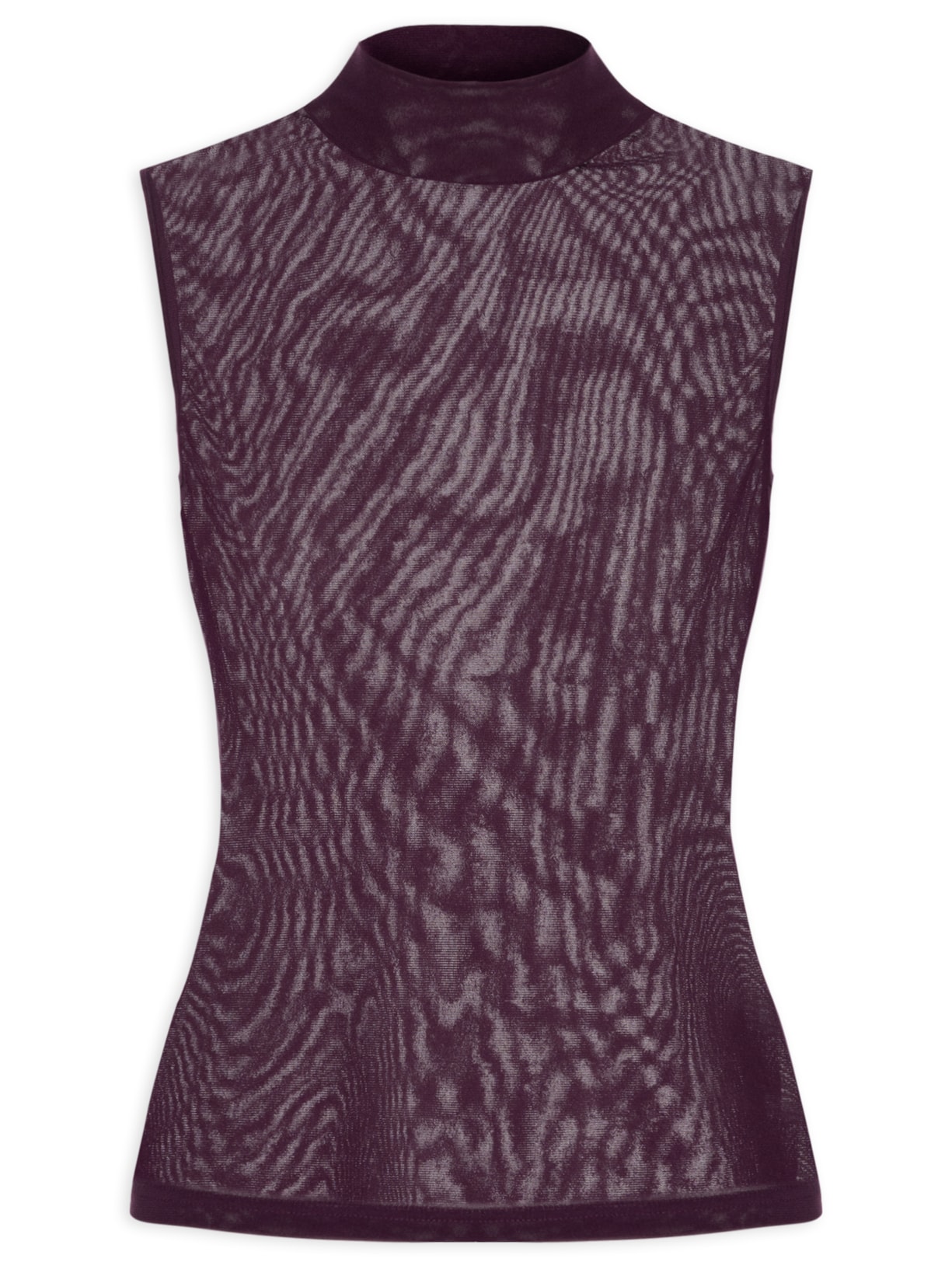 Blusa Feminina De Tule Gola Alta Sem Manga - Roxo