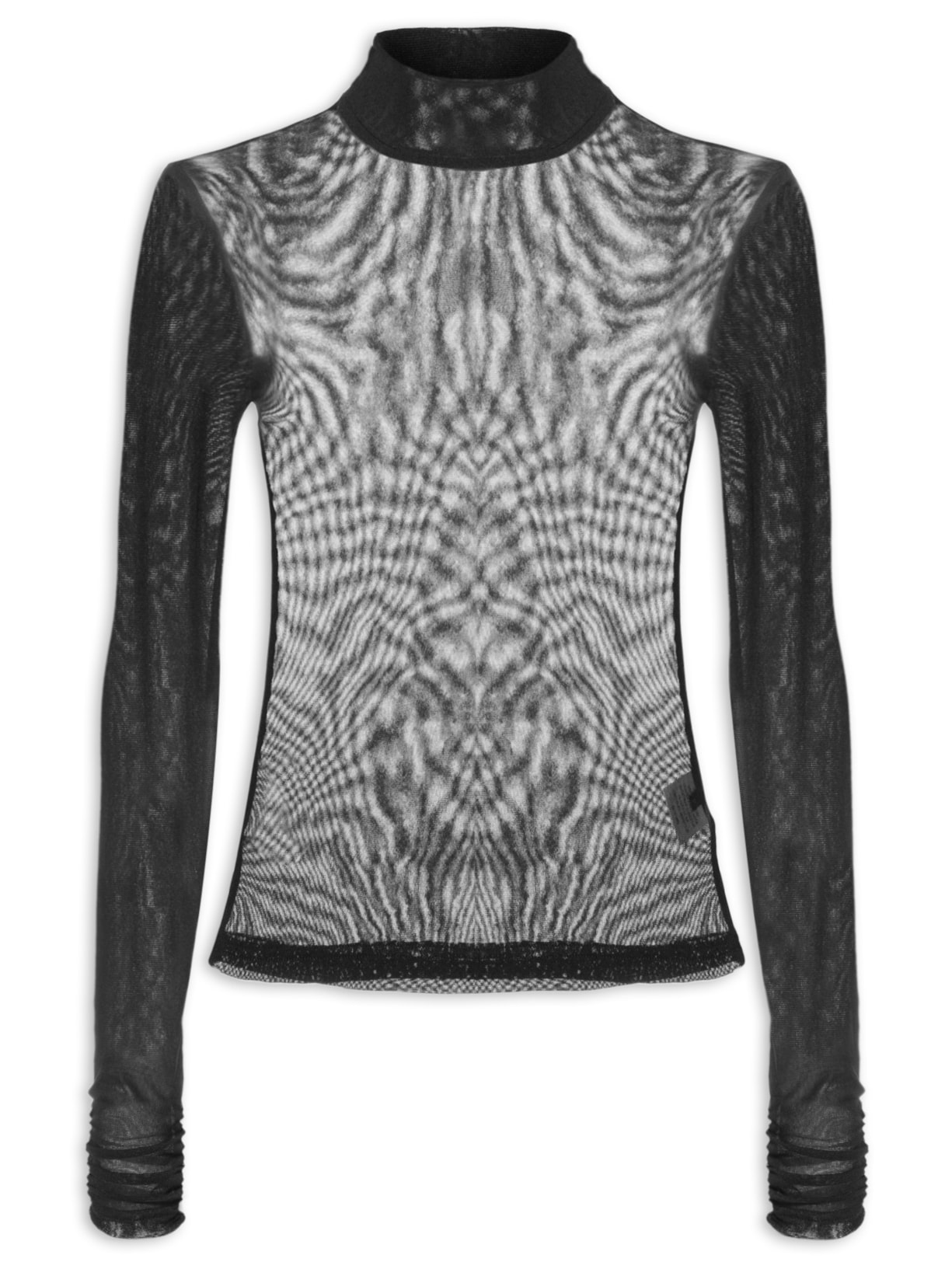 Blusa Feminina de Tule Manga Longa - Preto