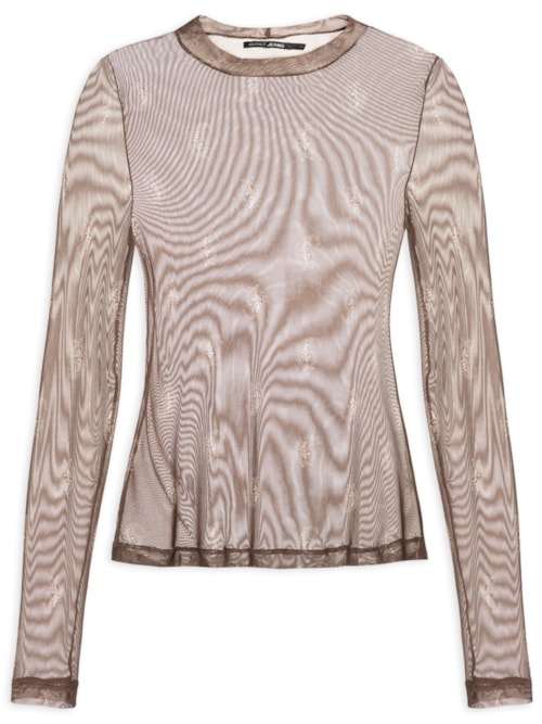 Blusa Feminina De Tule Paisley Choco - Marrom