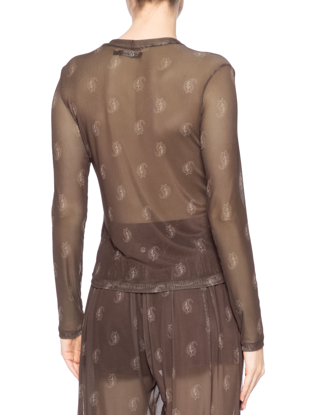 Blusa Feminina De Tule Paisley Choco Marrom Animale Jeans