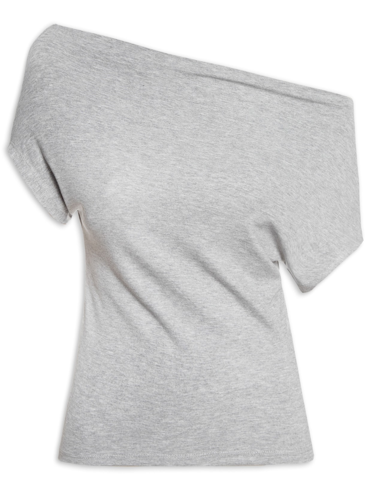 Blusa Feminina Decote Assimétrico Manga - Cinza