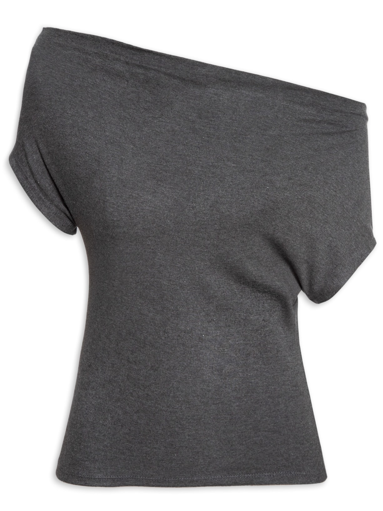 Blusa Feminina Decote Assimétrico Manga - Cinza