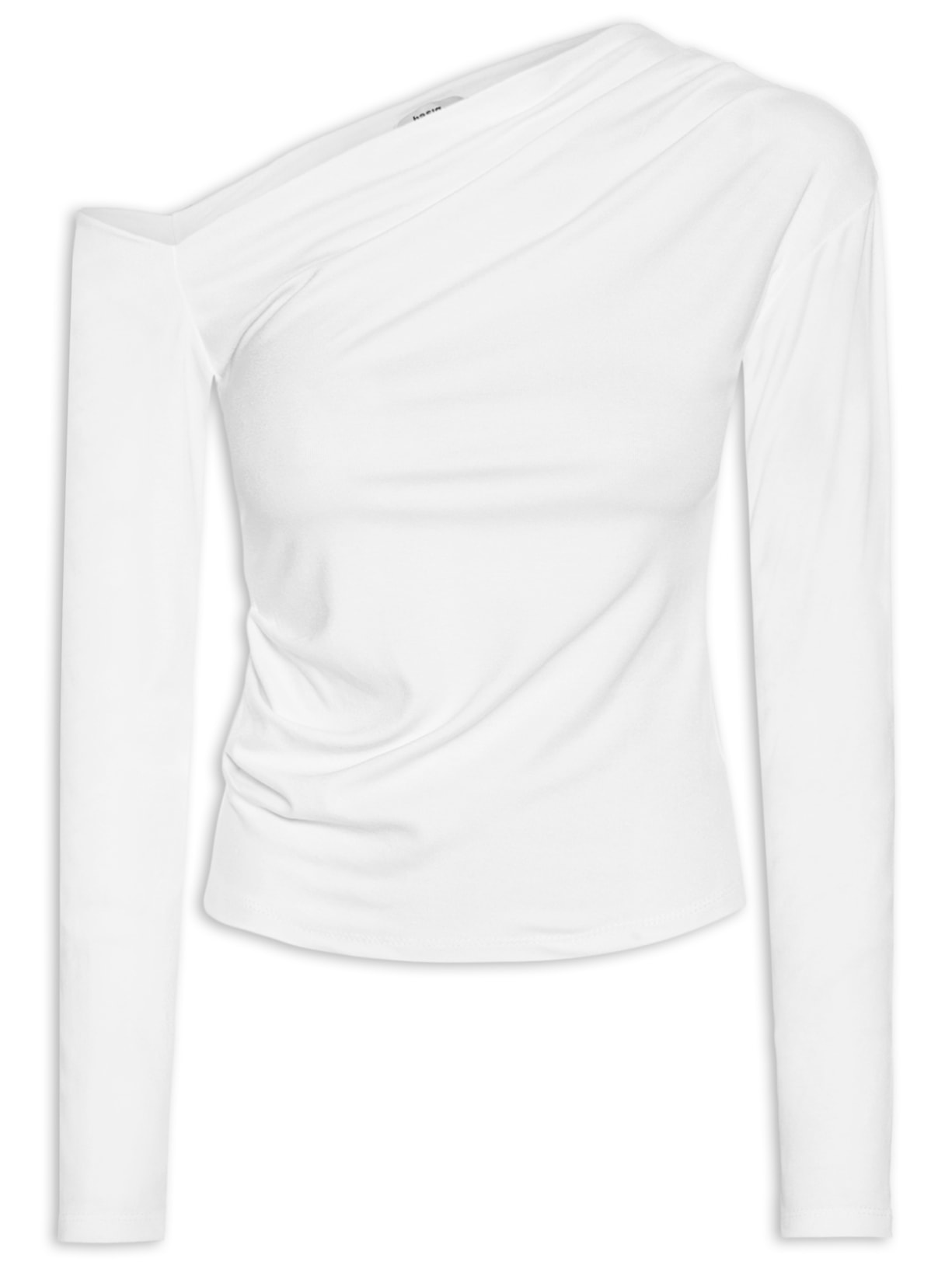 Blusa Feminina Decote Assimétrico Manga Longa - Branco