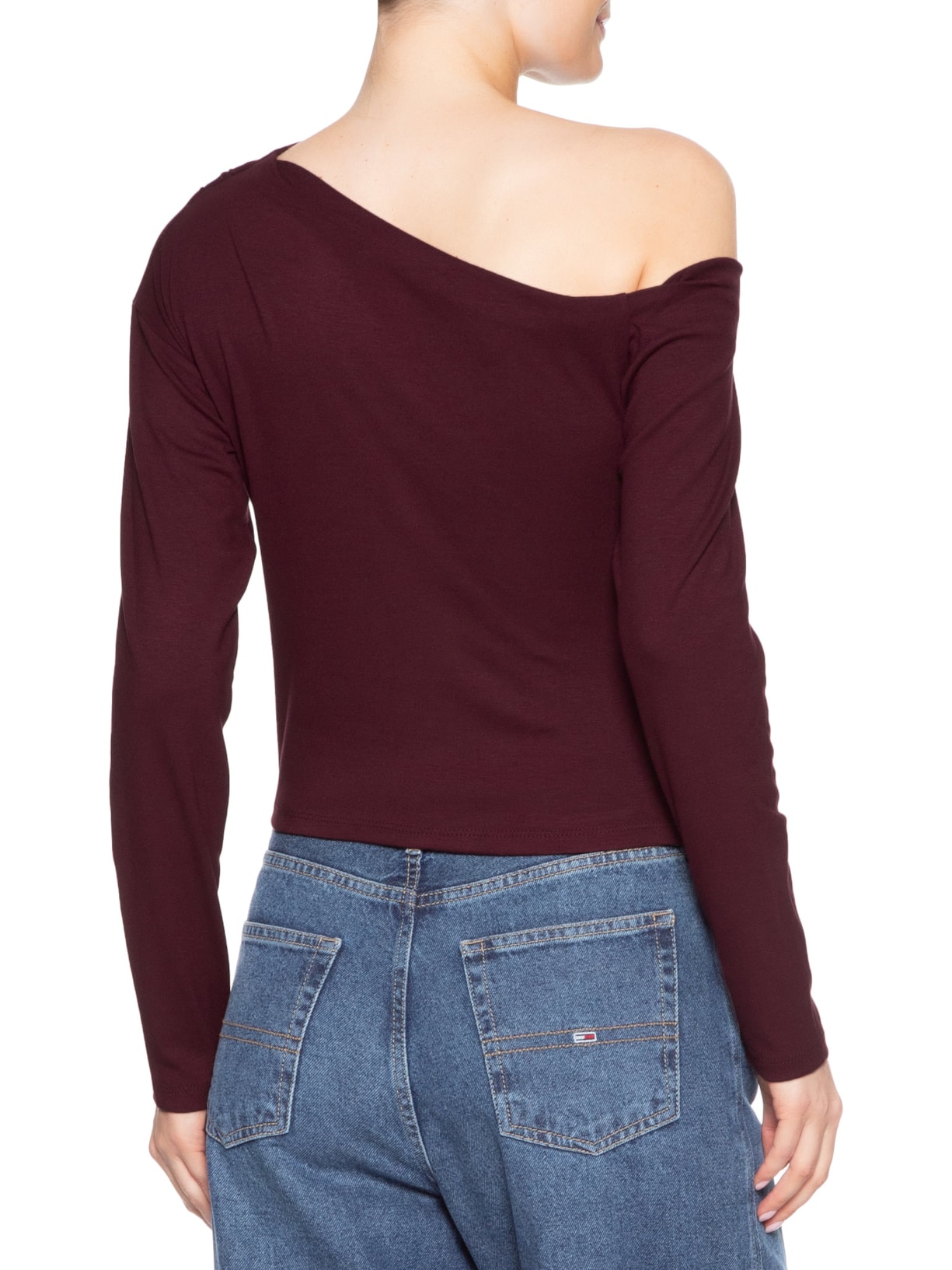 Blusa Feminina Decote Assimétrico Manga Longa Vermelho Basiq