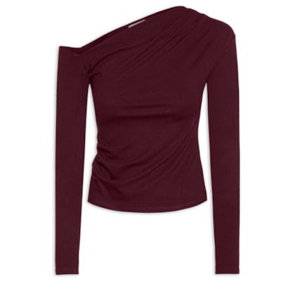 Blusa Feminina Decote Assimétrico Manga Longa - Vermelho