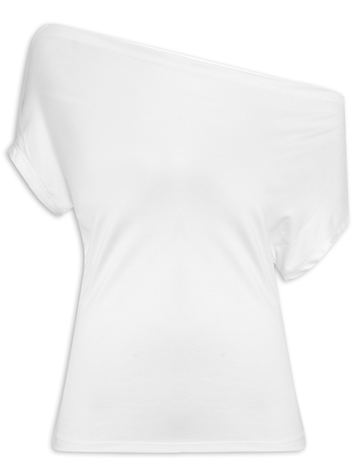 Blusa Feminina Decote Assimétrico Manga - Off White