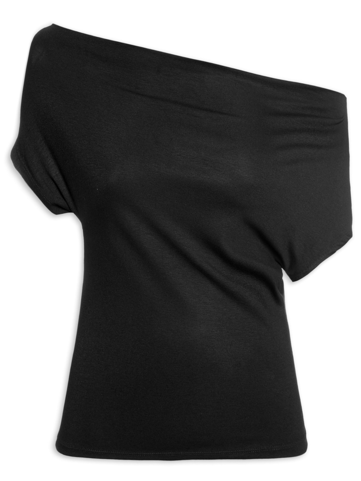 Blusa Feminina Decote Assimétrico Manga - Preto