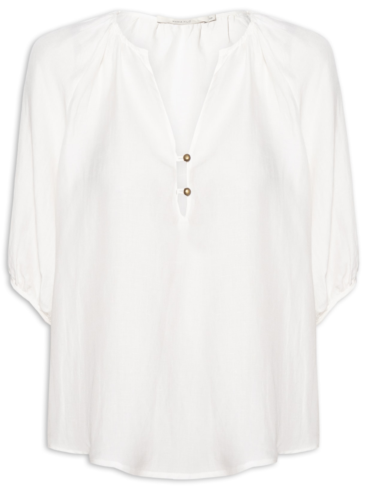 Blusa Feminina Decote Botões Branco Maria Filó