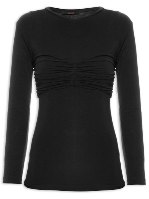 Blusa Feminina Decote Canoa Malha Wish - Preto