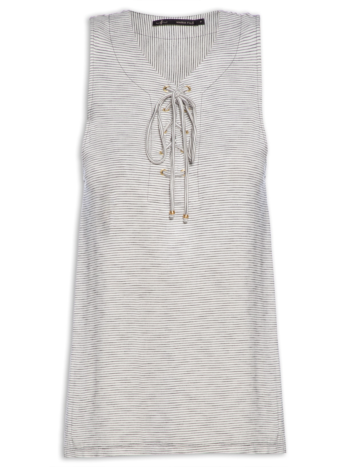 Blusa Feminina Decote Cruzado Listras Finas - Cinza