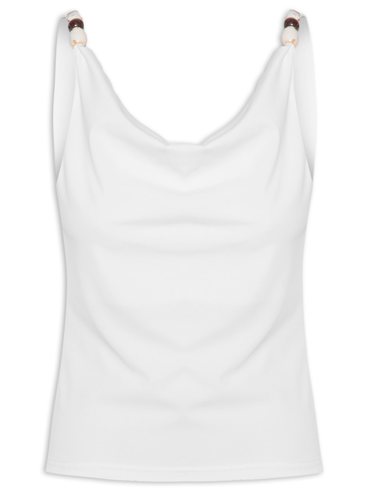 Blusa Feminina Decote Degagê Com Miçangas Branco Basiq