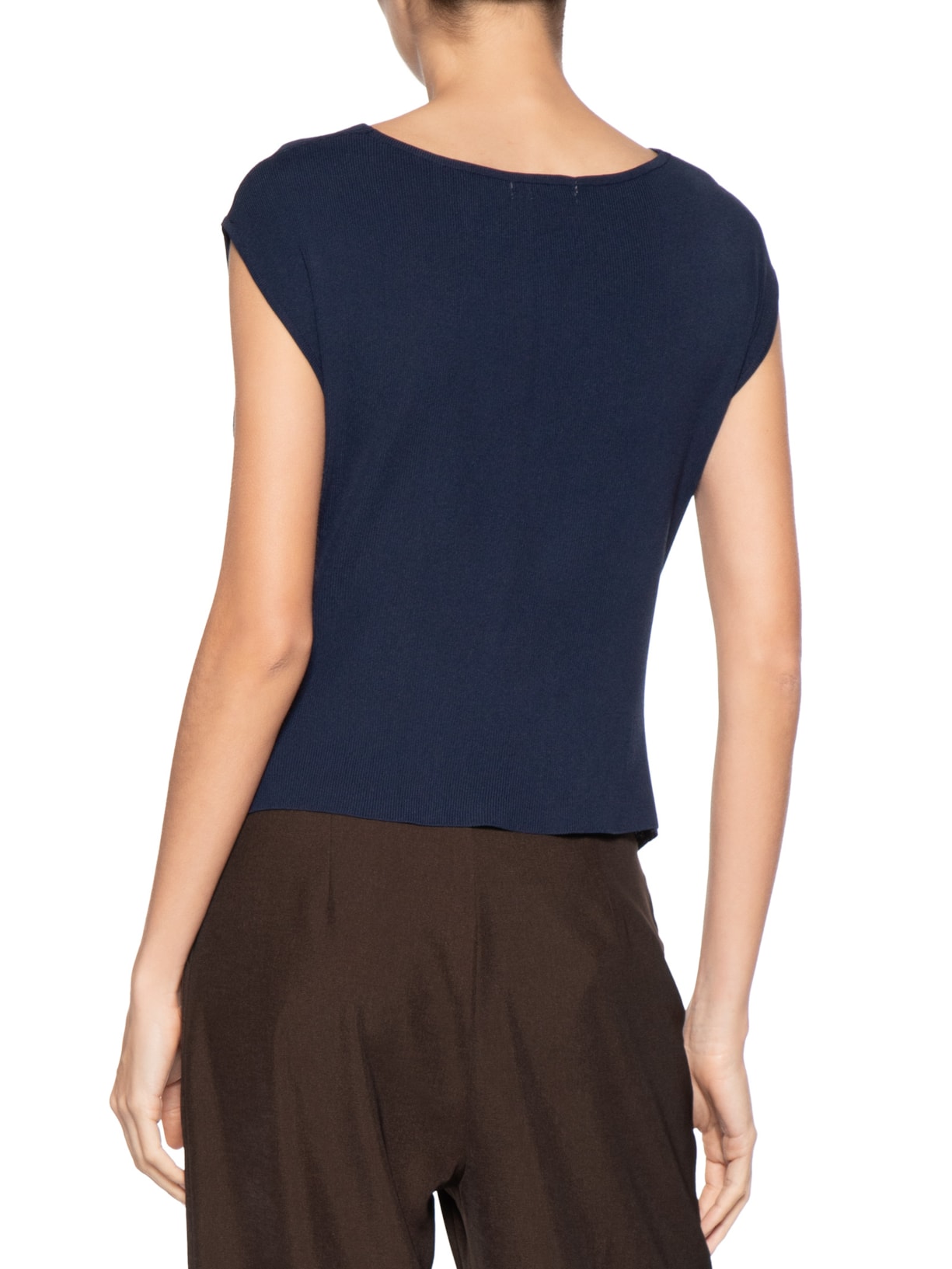 Blusa Feminina Decote Degagê Em Tricot Azul '2Essential