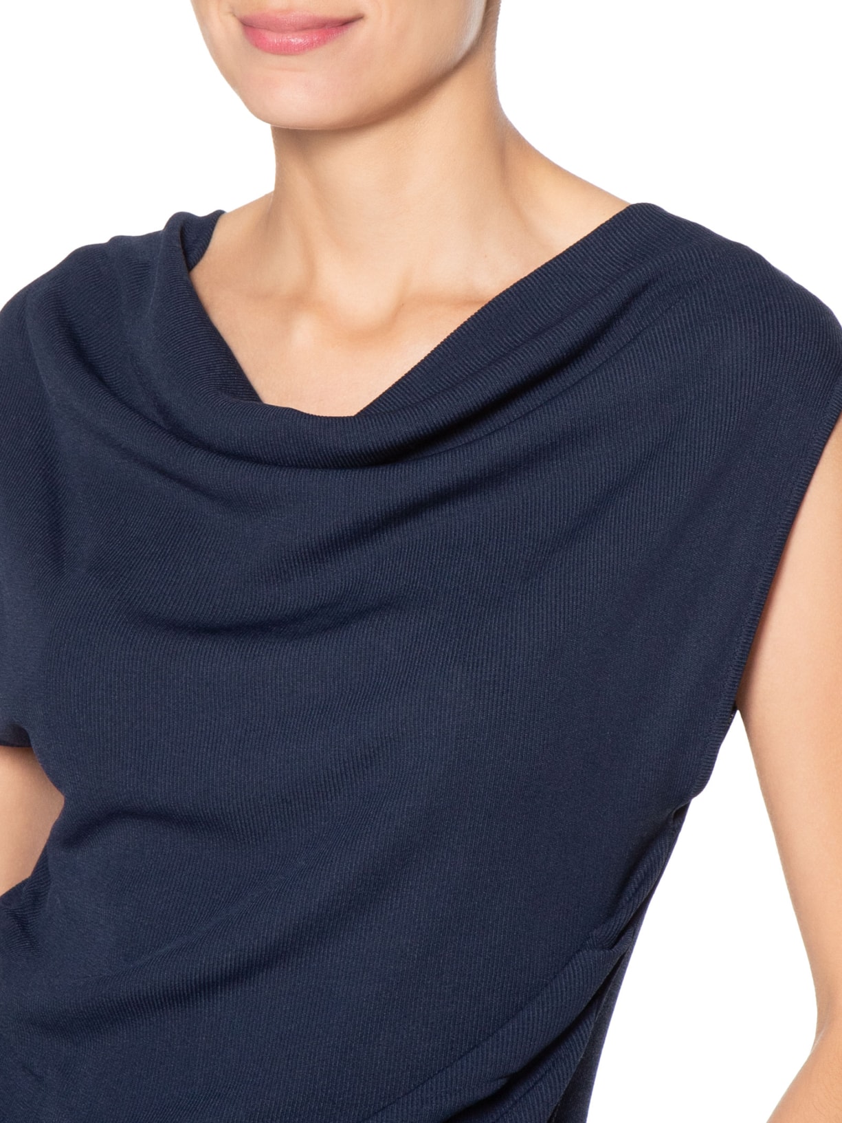 Blusa Feminina Decote Degagê Em Tricot Azul '2Essential