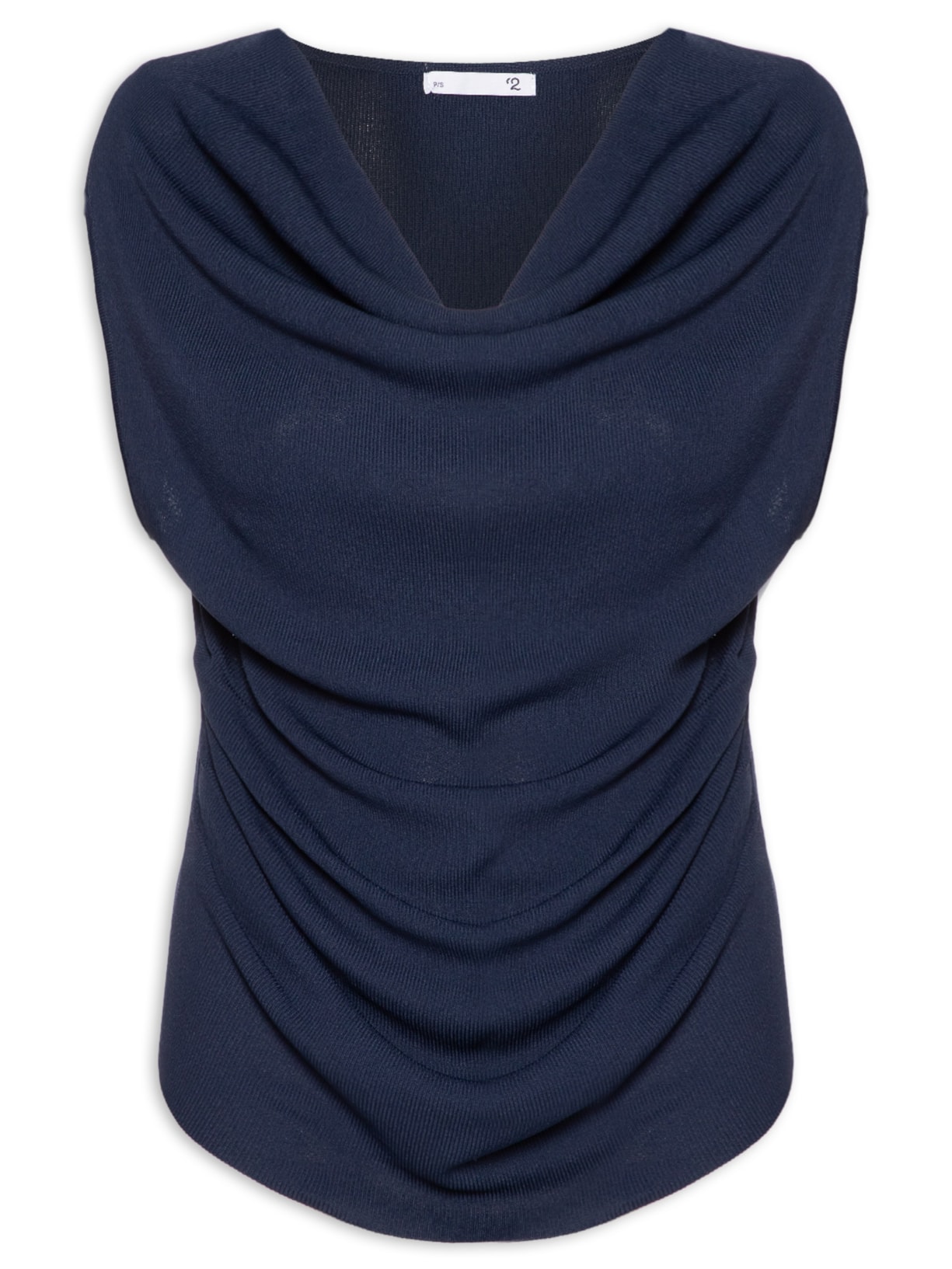 Blusa Feminina Decote Degagê Em Tricot Azul '2Essential