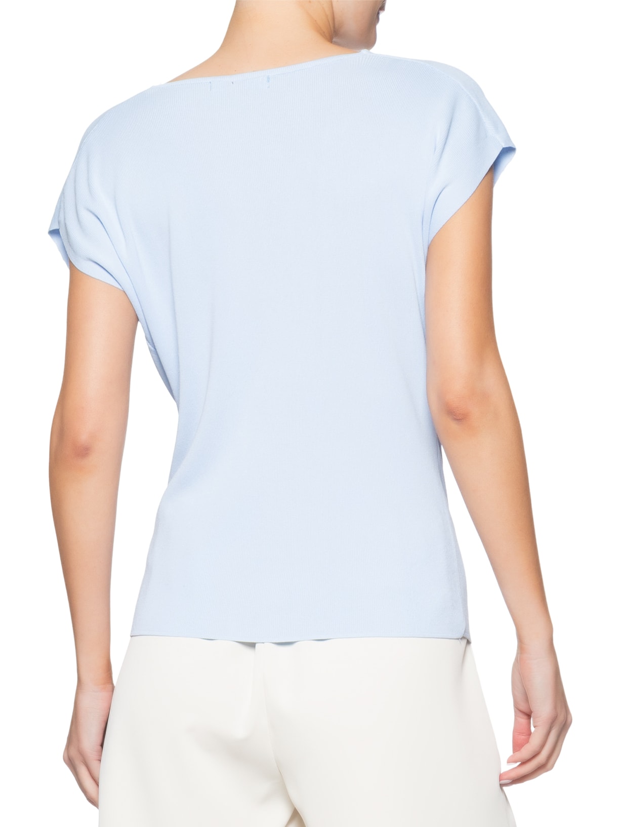 Blusa Feminina Decote Degagê Em Tricot Azul '2Essential