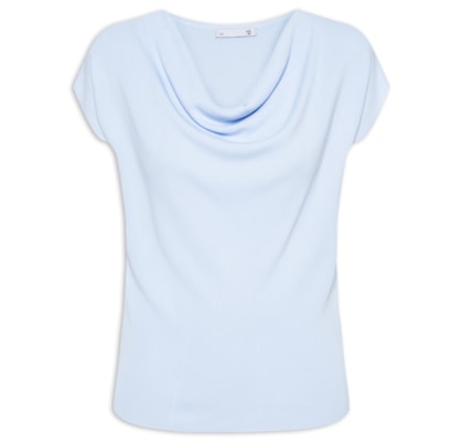 Blusa Feminina Decote Degagê Em Tricot - Azul