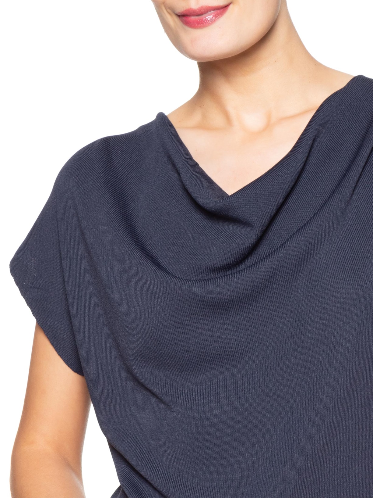 Blusa Feminina Decote Degagê Em Tricot Azul '2Essential