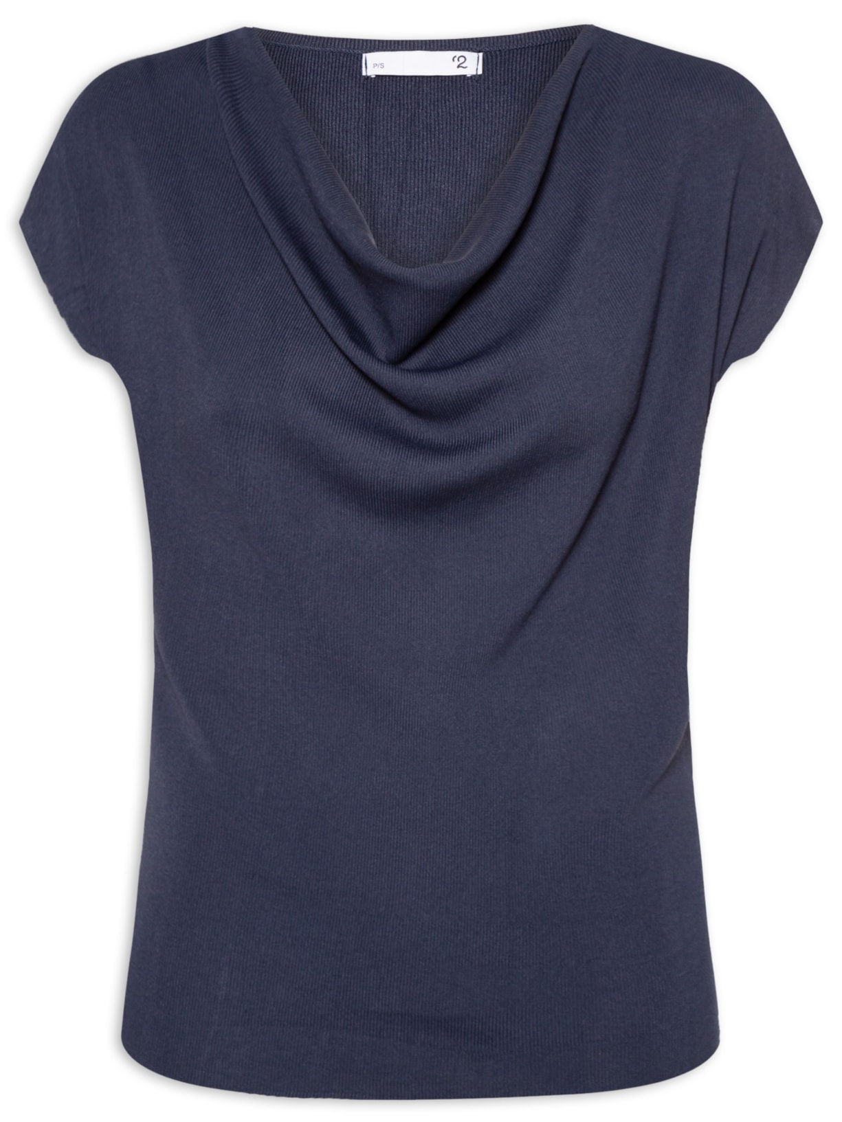Blusa Feminina Decote Degagê Em Tricot - Azul