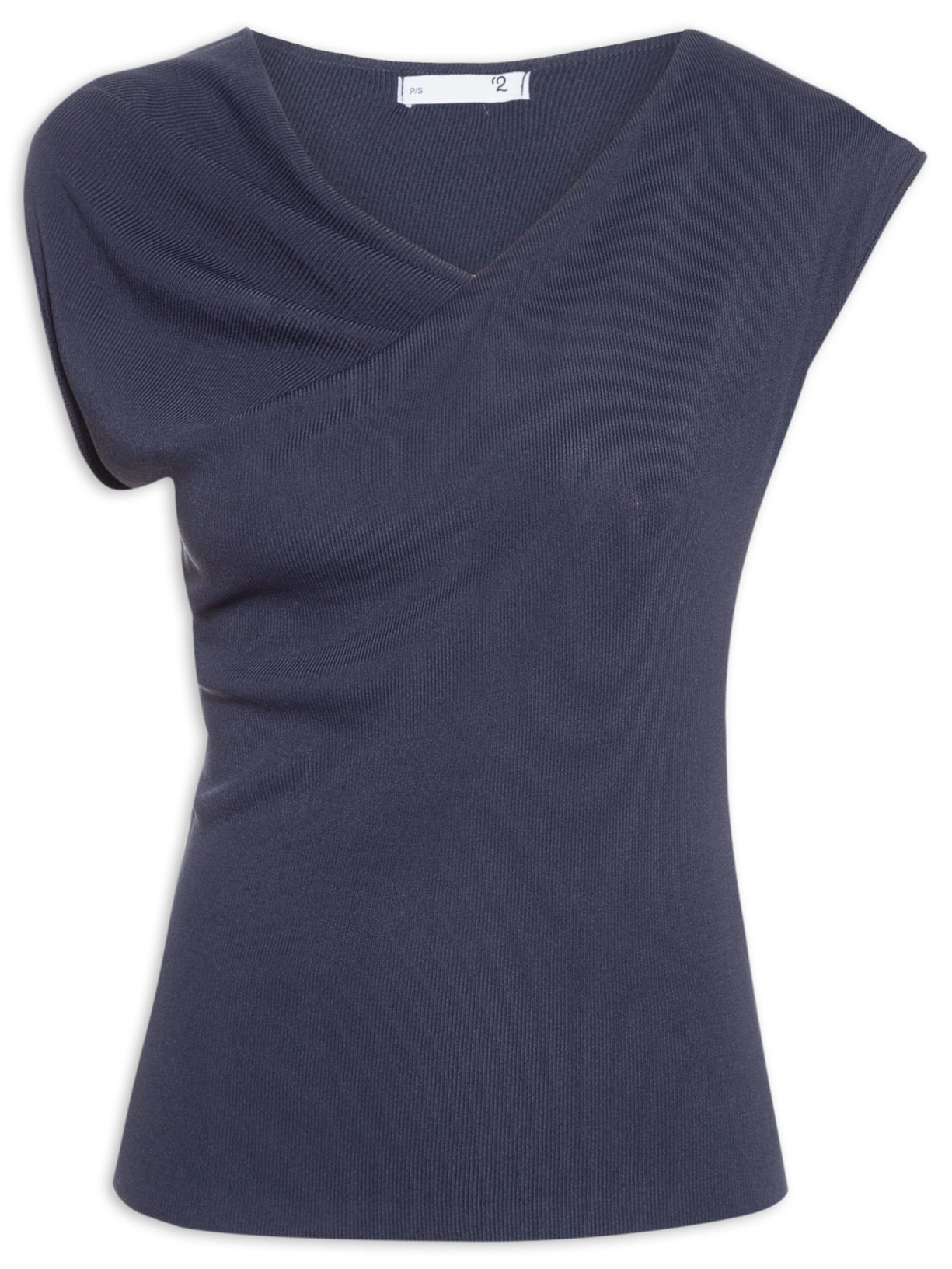Blusa Feminina Decote Degagê Em Tricot Azul '2Essential