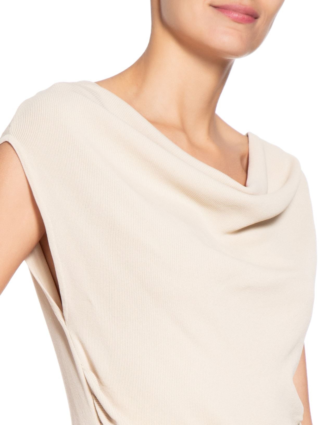 Blusa Feminina Decote Degagê Em Tricot Bege '2Essential