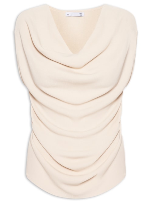 Blusa Feminina Decote Degagê Em Tricot - Bege