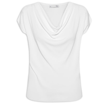 Blusa Feminina Decote Degagê Em Tricot - Branco