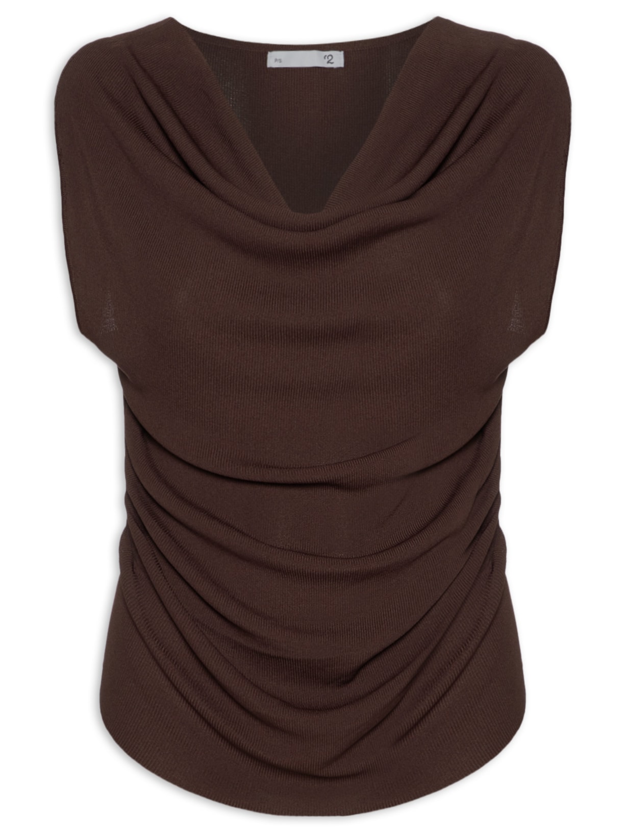 Blusa Feminina Decote Degagê Em Tricot - Marrom