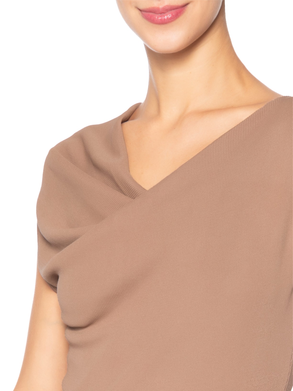 Blusa Feminina Decote Degagê Em Tricot Marrom '2Essential