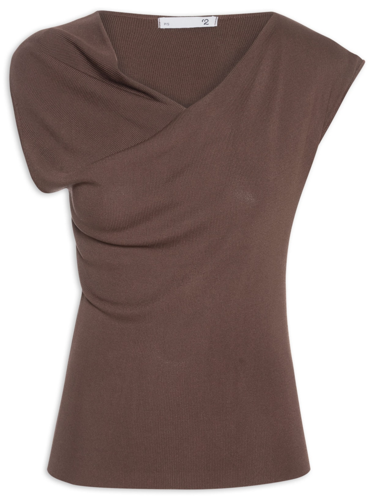 Blusa Feminina Decote Degagê Em Tricot - Marrom